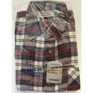 VTG Cold Storage Foul Weather Gear Flannel Shirt Men L Plaid Deadstock NOS NIB